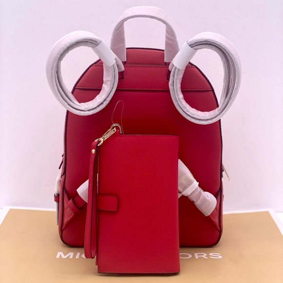 Michael Kors Jaycee Medium Backpack and Wallet Set Bright Red - Picture 4 of 13